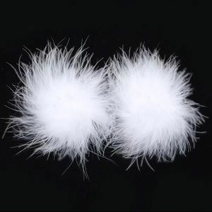 Women's Sexy Feather Nipple Cover Pasties With Round Nipple Stickers. White.